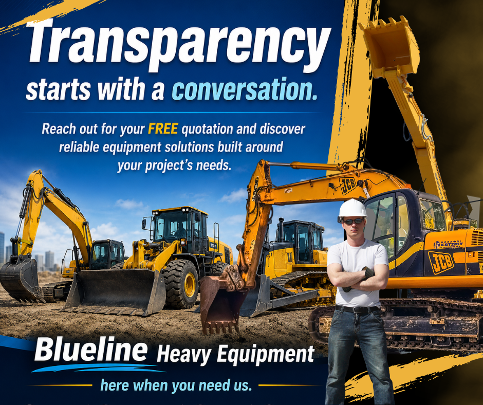 Blueline Heavy Equipment team and fleet — transparency starts with a conversation